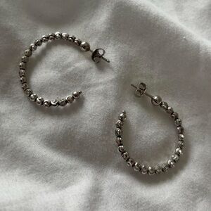 Chic Silver Beaded Hoop Earrings